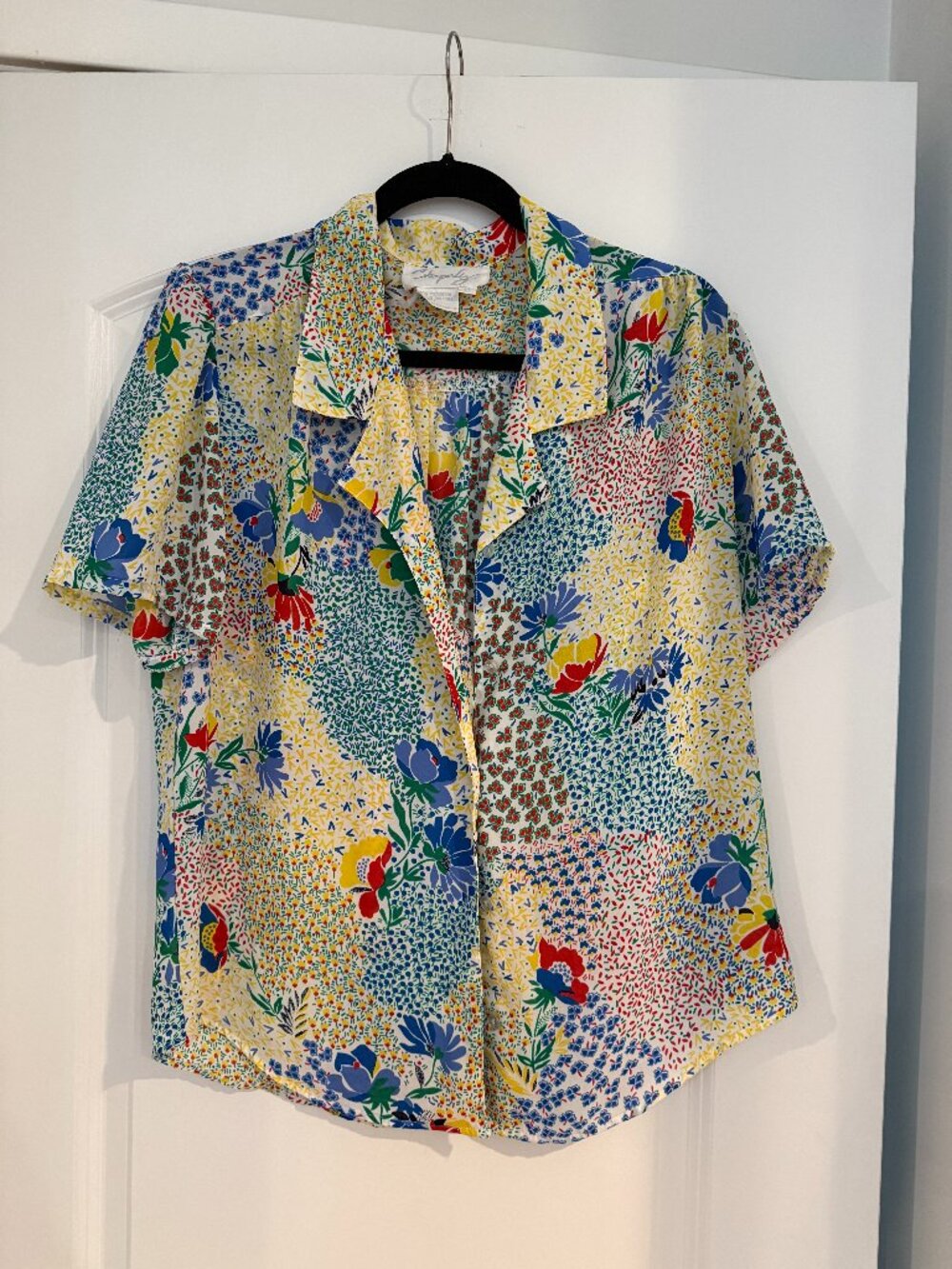 Vintage Shapely Floral Patchwork Button-Up Top | Size 14 / M-L